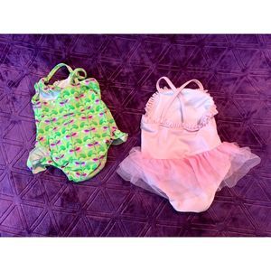 LOT of TWO swimsuits size 12 months - i play with swim diaper  and baby buns
